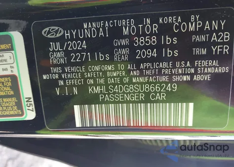 2025 Hyundai Elantra Sel Convenience z USA, uszkodzony, nr VIN KMHLS4DG8SU866249